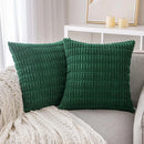 Axyaa Green Corduroy Throw Pillow Covers Set 20x20Inch for Couch Sofa Bed