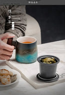 Axyaa Ceramic Retro Coffee Cup Wooden Handle Tea Cup Gift Box CM061