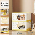 Axyaa Cat House Storage Cabinet, Foldable, 1-3 Tier - Yellow/Green