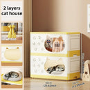 Axyaa Cat House Storage Cabinet, Foldable, 1-3 Tier - Yellow/Green