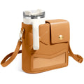 Axyaa Leather Water Bottle Crossbody Bag Large Capacity Universal Holder