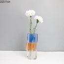 Axyaa Crystal Cylinder Glass Vase for Desk Decoration and Floral Arrangement