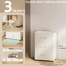 Axyaa Multi-Tier Storage Cabinet, Heavy-Duty Organizer with Rollers, Single/Double Door Design