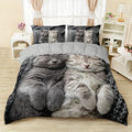 Axyaa Cat Print Duvet Cover Set - Soft Breathable Polyester Bedding for All Seasons