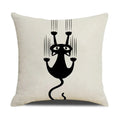 Axyaa Funny Cats Linen Pillow Cover 45x45cm - Farmhouse Decor & Office Throw Pillowcase