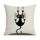 Axyaa Funny Cats Linen Pillow Cover 45x45cm - Farmhouse Decor & Office Throw Pillowcase