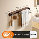 Axyaa Space Aluminum Towel Rack with Hooks and Wood Rod