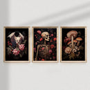 Axyaa Dark Gothic Mushroom Skull Bat Canvas Wall Art Set