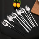 Axyaa 24-Piece Stainless Steel Dinnerware Set White Silver Flatware Tableware Kit