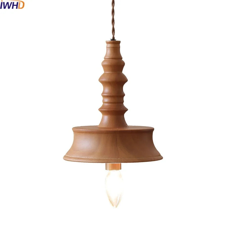 Axyaa Japanese Style LED Pendant Lights: Wooden Hanging Lamp for Home, Bedroom, Living Room, Restaurant