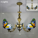 Axyaa Butterfly Design Stained Glass Chandelier - Colorful Lighting for Home and Business