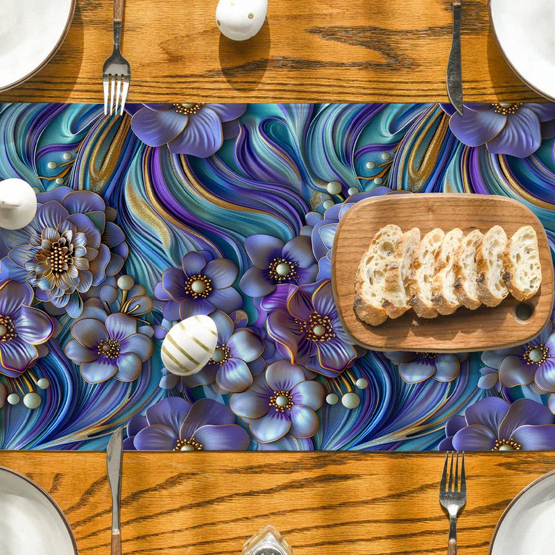 Axyaa Floral Pearl Table Runner for Kitchen Dining Decor