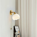 Axyaa Vintage Brass Glass Wall Sconce - Indoor LED Lighting Fixtures, Bedside Reading Lamp