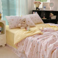 Axyaa Cloud-Feeling Double-Layer Yarn Summer Quilt 4-Piece Set - Soft & Small Fresh
