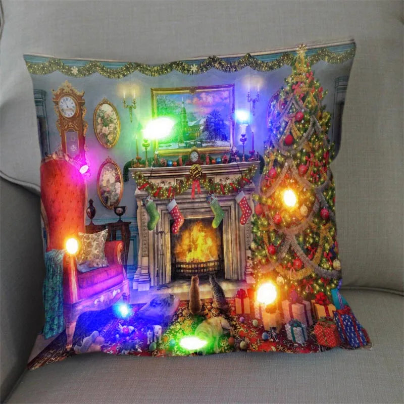 Axyaa Santa Claus LED Light Pillowcase 45X45cm