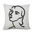Axyaa Minimalist Matisse Portrait Linen Pillow Case, Sofa Decor, Simple Line Drawing