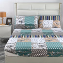 Axyaa Botanical Floral Fitted Sheet Set - Brushed Beige, Home & Hotel