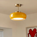 Axyaa Nordic LED Ceiling Lamp with Copper Yellow Glass Lampshade for Home Indoor Lighting