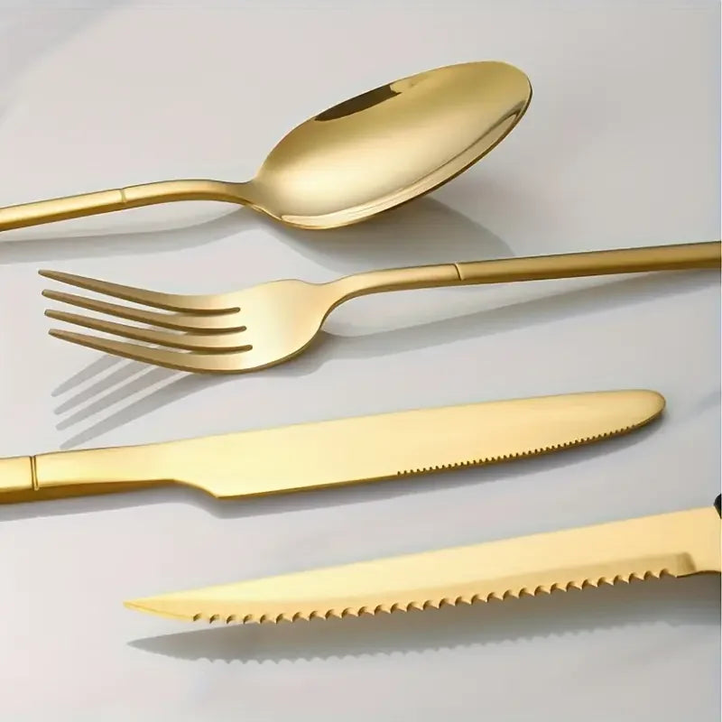 Axyaa Stainless Steel Tableware Set, 48pcs, Dishwasher Safe, Steak Knife, Classic Design