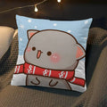 Axyaa Peach Cat Soft Cushion Cover 45x45 for Bed Sofa Home Decor