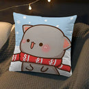 Axyaa Peach Cat Soft Cushion Cover 45x45 for Bed Sofa Home Decor