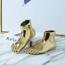 Axyaa Foot-shaped Ceramic Flower Vase Desktop Decorative Hydroponic Vase Craft