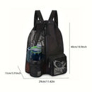 Axyaa Multi-Pocket Mesh Drawstring Swim Gym Beach Backpack.