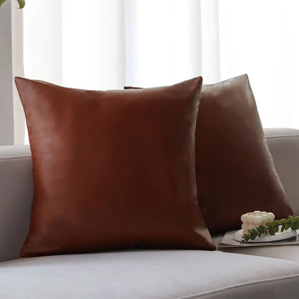 Axyaa PU Leather Cushion Cover 45x45 Nordic Style Sofa Throw Pillow Home Decor