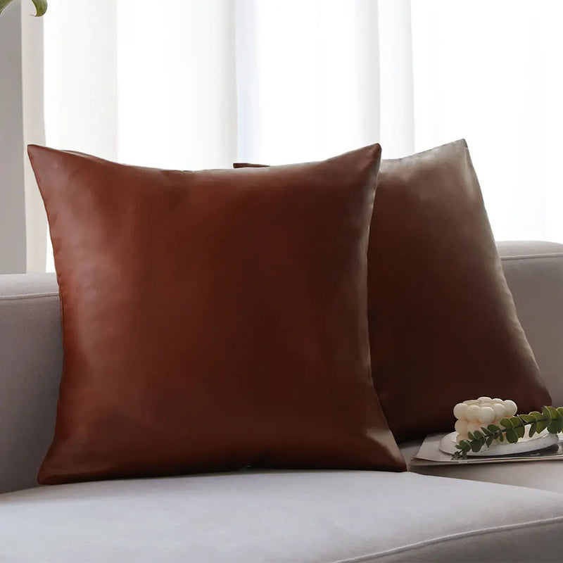 Axyaa PU Leather Cushion Cover 45x45 Nordic Style Sofa Throw Pillow Home Decor