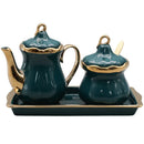 Gold Plated Porcelain Spice Jar Set with Tray - Axyaa Luxe Kitchen Collection