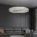 Axyaa Modern Crystal Round Chandelier Light Pendant Golden Chrome LED Circlet