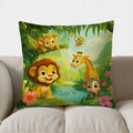 Axyaa Jungle Animals Cartoon Pillow Cover for Cozy Decor & Comfort in Sofa, Bedroom, Car