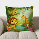 Axyaa Jungle Animals Cartoon Pillow Cover for Cozy Decor & Comfort in Sofa, Bedroom, Car