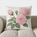 Pink Roses & White Flowers Cushion Cover by Axyaa for Sofa, Bedroom, Car - Patterned Pillow Cover