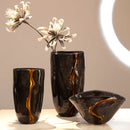 Axyaa Black Crack Glass Flower Vase - Modern Terrarium Room Floral Arrangement