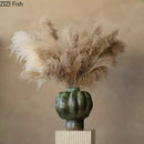Axyaa Green Glazed Ceramic Vase Handmade Flower Arrangement Art Vases Ornament