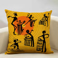 Axyaa African Dance Oil Painting Cushion Cover 45x45cm for Home Living Room Decor