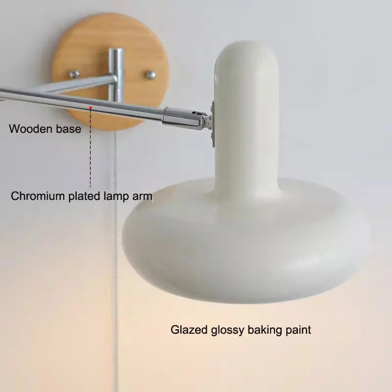 Axyaa Cream Wind Rocker Arm Wall Lamp | Vintage Telescopic Reading Lamp