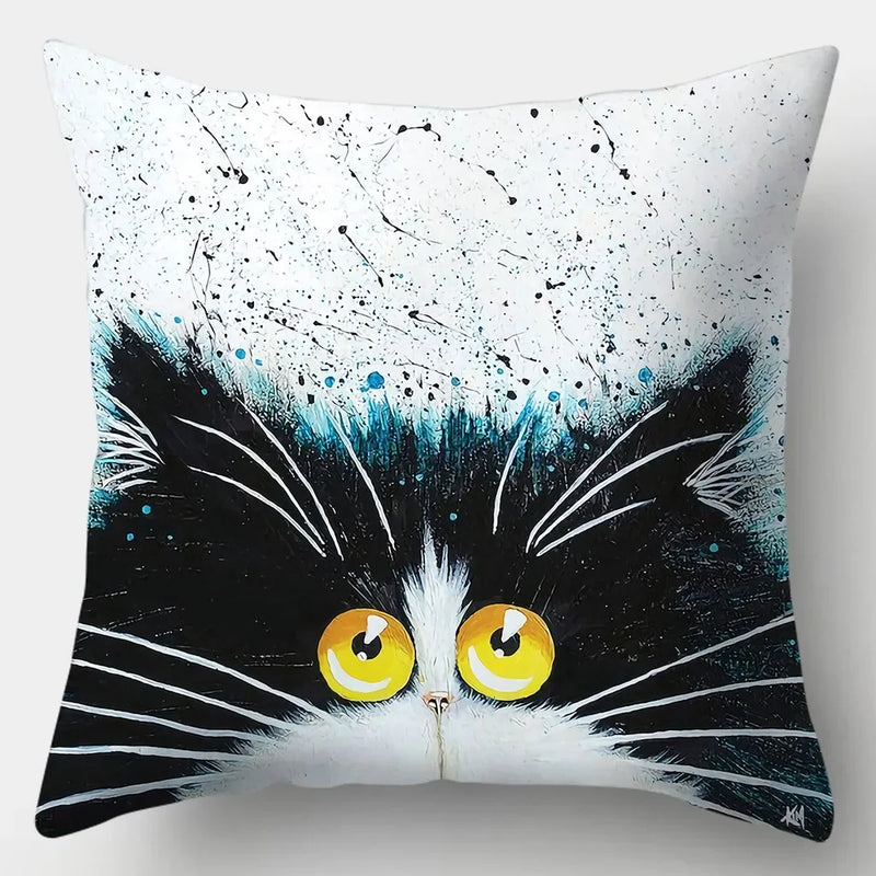 Watercolor Cat Pillowcase by Axyaa - 45cmX45cm Square Sofa Pillow - Loving Cat Design
