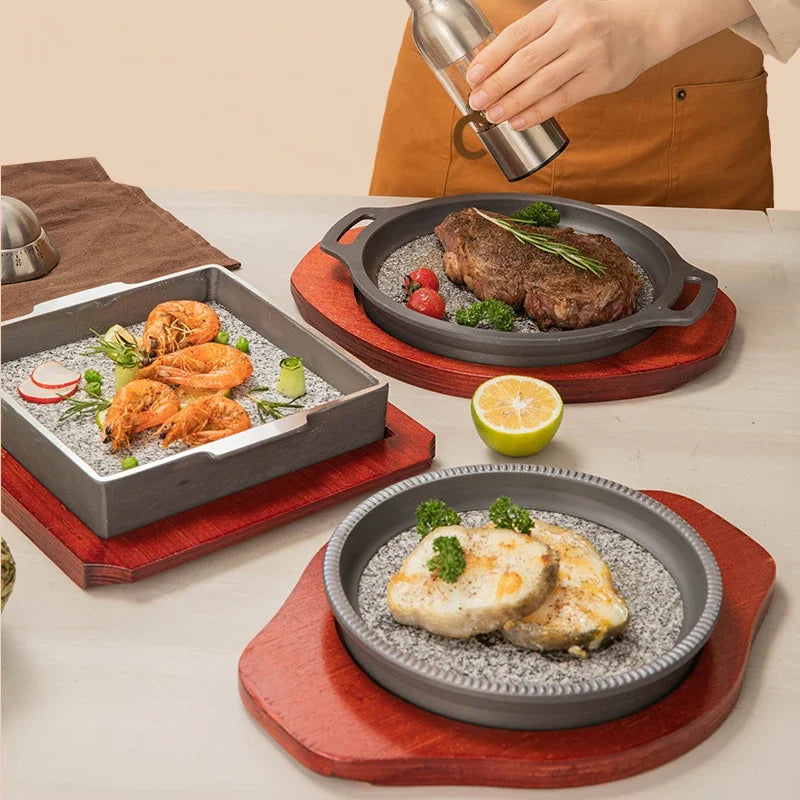 Axya Maifan Slate BBQ & Seafood Stone Plate Set
