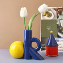 Axyaa Cartoon Abstract Cut-out Ceramic Flower Vase for Stylish Flower Arrangements