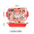 Axyaa Ceramic Double Ear Baking Plate - Cute Cartoon Design for Restaurant and Home