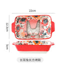 Axyaa Ceramic Double Ear Baking Plate - Cute Cartoon Design for Restaurant and Home