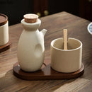 Axya Ceramic Seasoning Bottle Set with Lid Porcelain Kitchenware Soy Sauce Pot