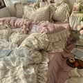 Axyaa Princess Floral Ruffles Bedding Set with Soft Duvet Cover, Bed Sheet, Pillowcases