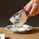 Axyaa Nordic High-value Bird Coffee Cup Saucer Set - Hand-painted Gold Ceramic Mug