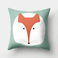 Fox and Bird Polyester Pillowcase by Axyaa: Cartoon Landscape Cushion Cover for Sofa