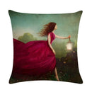 Axyaa Fairy Girl Linen Pillowcase for Home Decor 45X45CM