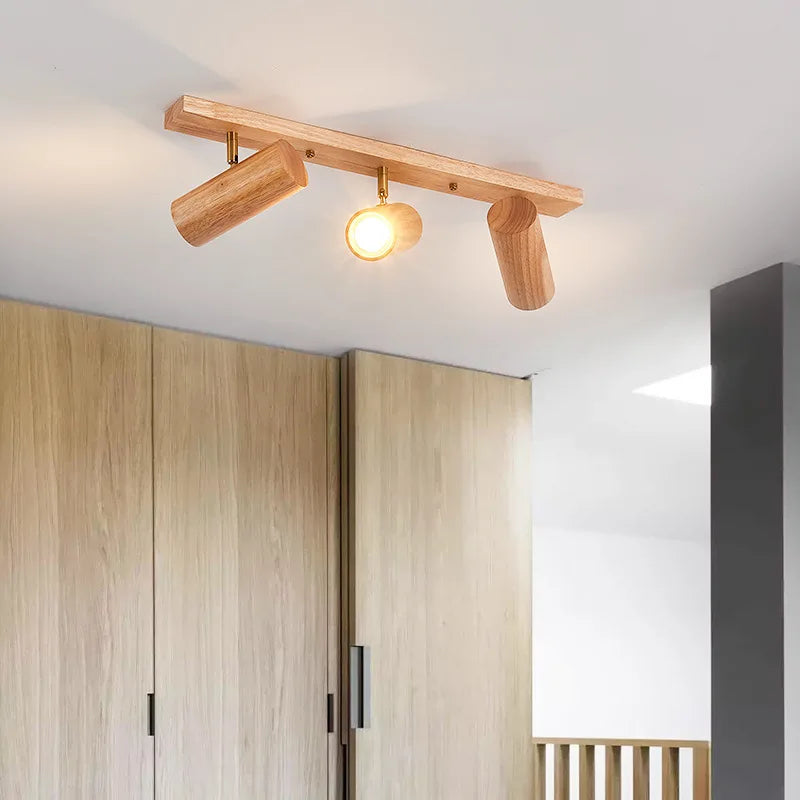 Axyaa Nordic LED Wall Lamp: Walnut Multihead Rotatable Light Fixture