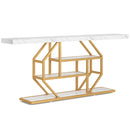Axyaa 70.9" Gold Console Table with Storage - Modern 4 Tier Sofa Table